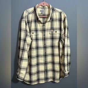Carhartt Men's Plaid Shirt - Cream and Black